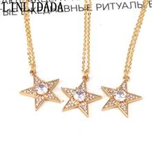 5Pcs Dainty Cz Crystal Star Pendant, Shiny Gold-Color White CZ Micro Pave Pendant Charms Necklace Trendy Jewelry 2024 - buy cheap