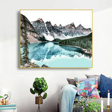 Картина на холсте, Канадская Гора, озеро, пейзаж, плакат, украшение в виде бисера, природный пейзаж, настенные художественные принты, декор для гостиной 2024 - купить недорого