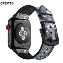 Ремешок силиконовый кожаный для Apple watch band 44 мм 40 мм iwatch 42 мм 38 мм, камуфляжный браслет для apple watch band 4 3 5 SE 6 2024 - купить недорого
