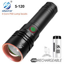 Super Bright 4-Core P50 LED Flashlight 4 Lighting Modes Telescopic Zoom Support One key to close Suitable for outdoor 2024 - buy cheap