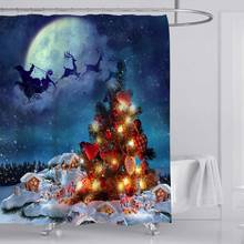 Cortina de ducha de tela de poliéster con estampado de árbol de Navidad, decorativa 2024 - compra barato