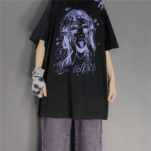 Camisa feminina de manga curta e folgada, camiseta de estilo harajuku para mulheres, estampada para primavera e outono, 2021 2024 - compre barato