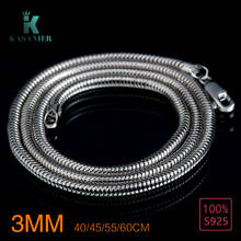 Wholesale Fashion Jewelry 925 Sterling Silver Necklace 3MM Snake Chain Length 18,20,22,24 inches Men and Women Jewelry KASANIER 2024 - buy cheap