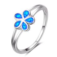 Cristal azul opala rosa flor anéis de dedo para mulheres meninas melhor amigo flor jóias liga elegante casamento dedo anéis 2024 - compre barato
