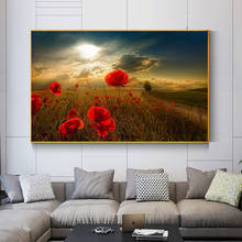Red Poppies Canvas Paintings Sunset Canvas Posters and Prints Flowers Wall Art Pictures for Living Room Decoration 2024 - buy cheap