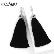 OCESRIO Fashion Zircon Black Earrings Big Hanging Long Tassel Earrings Women  Boho Jewelry kolczyki ers-q10 2024 - buy cheap