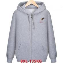 Autumn long-sleeved zipper large size hooded sweatshirt loose 5XL 6XL 7XL 8XL tide male black gray large size coat 2024 - buy cheap