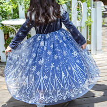 2020 зимнее платье для девочек с меховым воротником Элегантное синее платье Эльзы детское Снежная королева Снежинка костюм принцессы на Хэллоуин детская одежда 2024 - купить недорого