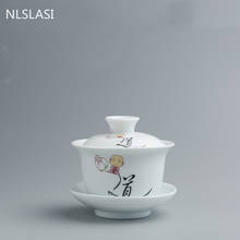 Taza de cerámica de porcelana blanca china, juego de té, taza de té, juego de té portátil de viaje, utensilios para beber para el hogar y la Oficina, NLSLASI 2024 - compra barato