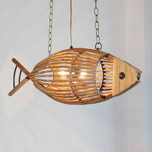Chinese Style Bamboo Fish Pendant Lights Vintage Industrial Bar Kitchen Hanging Lamp Living Room Restaurant Cafe Light Fixtures 2024 - купить недорого