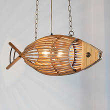 Luces colgantes de estilo chino de peces de bambú, lámpara Industrial Vintage para Bar, cocina, sala de estar, restaurante, cafetería, accesorios de iluminación 2024 - compra barato