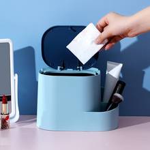 Criativo desktop lixo pode casa sala de estar escritório push-tipo de armazenamento pequena cesta de papel com tampa plástico lata de lixo 2024 - compre barato
