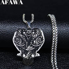 2021 nova viking colar de corrente de aço inoxidável para as mulheres cor prata esmalte preto águia instrução colar joyas n20139 2024 - compre barato