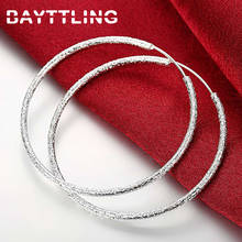 BAYTTLING Silver Color 51MM Exquisite Frosted Big Hoop Earrings For Women Lady Fashion Luxury Wedding Party Jewelry Gifts 2024 - buy cheap