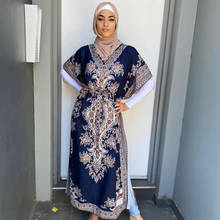 Eid ramadan senhora muçulmana abaya dubai turquia roupas islâmicas das mulheres verão vintage impressão moda casual solto vestidos longos 2024 - compre barato