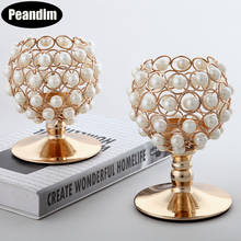 PEANDIM Cute Imitation Pearl Candle Lantern Tea Light Candlestick Wedding Table Centerpieces Decoration Home Ball Candle Holders 2024 - buy cheap
