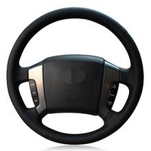 Car Steering Wheel Cover DIY Hand-stitched Black Genuine Leather For Kia Sorento 2003 2004 2005 2006 2007 2008 2009 2024 - buy cheap