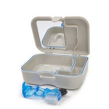 Estojo para armazenamento de dentes falsos, recipiente portátil para armazenamento de dentes com espelho e escova de limpeza, para viagens, retentor de dentes, 1 conjunto 2024 - compre barato