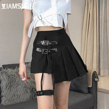 IAMSURE High Street Asymmetrical Pleated Skirt With Shorts Cool Preppy Style Sexy High Waisted Mini Skirts Women 2021 Fashion 2024 - buy cheap