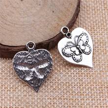 WYSIWYG 4pcs 25x20mm Heart Butterfly Pendants Charm Butterfly Heart Pendants One Sided Butterfly Pendants 2024 - buy cheap