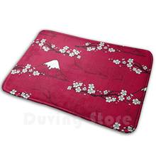 Vermelho japonês flor de cerejeira padrão tapete tapete anti-deslizamento tapetes quarto padrão textura chique abstrato japão japonês 2024 - compre barato