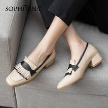 SOPHITINA Casual Women's Flats High Quality Cow Leather Mixed Colors Fringe Decoration Fashion Slip-On Shoes Loafers Flats PO428 2024 - buy cheap