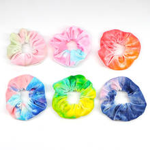 Women Rainbow Velvet  Scrunchies Tie-dye Hair Ring Ties For Girls Ponytail Holder Rubber Band Elastic Hairbands Hair Accessories 2024 - buy cheap