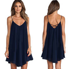 Plus Size Sexy Women Summer Dress Chiffon V-Neck Sleeveless Ladies Loose Top Backless Dresses Vestidos 2024 - buy cheap