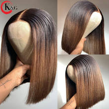 KUNGANG Ombre 13*6 Short Bob T-part Human Hair Wigs Brazilian Front Wigs 150% Density With Baby Hair Non-Remy 2024 - buy cheap