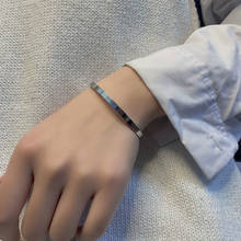 Qilxy pulseira de aço inoxidável, pulseiras simples de punho para mulheres, joias da moda, acessórios de joias 2024 - compre barato