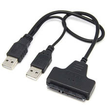 Переходник для внешних жестких дисков с USB 2,0 на 22 Pin SATA, Кабель-адаптер с дополнительным кабелем питания USB для 2,5 дюймового SATA ноутбука HDD SSD 2024 - купить недорого