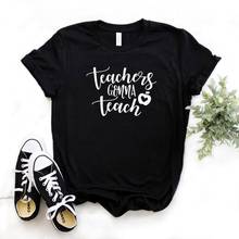 Camisetas femininas hipster estampadas, para professores, camiseta engraçada, 6 cores 2024 - compre barato