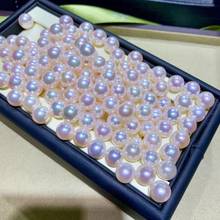 Real Natural Japanese Akoya Pearls, South Sea Pearls, Loose Colorful WHITE Pearls, 8-9MM Size Round Pearls Half Drilled, 2PCS/LOT 2024 - buy cheap