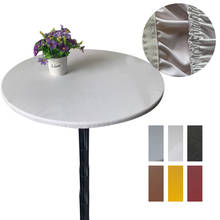 Table Cover Cloth Protector Waterproof Polyester Round Tablecloth Catering Fitted Table Cover Elastic Edged Solid Color 120cm 2024 - buy cheap