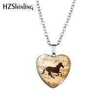 2015 New Glass Necklaces Pendants Music Horse Heart Pendant Horse Jewelry Horse Necklace Glass Heart Necklace  HZ3 2024 - buy cheap