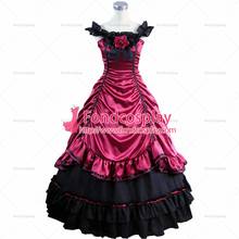fondcosplay Gothic Lolita Punk Medieval Gown Crimson Evening red satin Dress black skirt cosplay costume Tailor-made[CK1421] 2024 - buy cheap