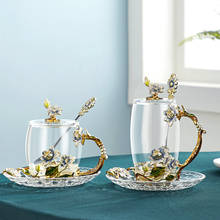 Hand-made Enamel Flower Glass mug Coffee cup Scented Tea Mugs Milk Lemon Juice Cup Glass Lover Gift Couple Mug drinkware 2024 - buy cheap