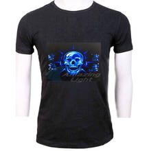 Мужская футболка 100% хлопок логотип светильник el панель футболка звуковая активация мигающая el панель футболка 2024 - купить недорого