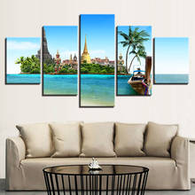 Impresiones en lienzo en HD para decoración de sala de estar, 5 piezas, imágenes de isla Tropical, Buda de Tailandia, RP, póster de Arte de pared (sin marco) 2024 - compra barato