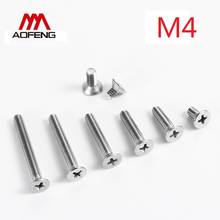 M4 304 Stainless Steel Cross Recessed Countersunk Head Screws M4*5 6 8 10 30 50 80 100 160mm GB819 Phillips Flat Head Screws 2024 - buy cheap