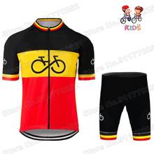 2021 Belgium Kids Cycling Jersey Set Boys Girls National Team Cycling Clothing Children Road Bike Shirts Suit MTB fietskleding 2024 - buy cheap