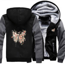 Moletom masculino com manga raglan com capuz, estampa de borboleta, quente, jaqueta, casaco para homens, de inverno 2024 - compre barato