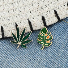 Tree Leaf Enamel Pin Green Leaves Brooch Denim Jackets Backpack Lapel Pin Natural Badge For Women Men Cartoon Accessories Gift 2024 - купить недорого