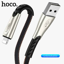 Прочный нейлоновый usb-кабель HOCO для iPhone 11 Xs Max Xr X 8 7 2.4A, кабель для быстрой зарядки и синхронизации данных из цинкового сплава для iPhone, провод зарядного устройства 2024 - купить недорого