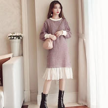 Women Dresses Houndstooth Woolen Dress Women's Autumn Clothing below the Knee Long Dress Vestido De Mujer 2024 - buy cheap