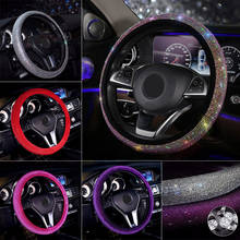 Conjunto de capa luxuosa para volante de carro, de cristal, feminina, com strass, diamante, capa universal 2024 - compre barato