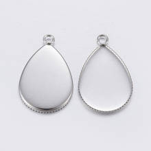 100pcs 304 Stainless Steel Drop Pendant Cabochon Settings,Tray: 18x13mm; 21x13.5x1.5mm, Hole: 2mm F50 2024 - buy cheap