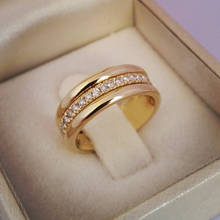 Лидер продаж, простое золотое и серебряное кольцо с сверкающим Цирконом в европейском и американском стиле, ювелирные изделия, модное обручальное кольцо 2024 - купить недорого