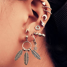 Boho Vintage Mix Geometric Drop Earrings For Women 2020 Leave Geometric Moon Stars Heart Shape Crystal Earring Set Female Jewely 2024 - buy cheap
