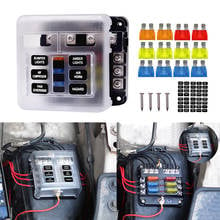 6Way Fuse Block with Ground, Cover Fuse Box Holder with Negative Bus, Protection Cover & LED Light Indication for Auto Marine 2024 - buy cheap